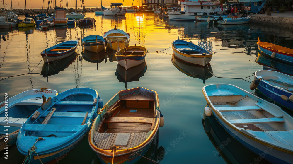 custom made wallpaper toronto digitalTwilight at a busy marina with colorful boats and the last light of the day
