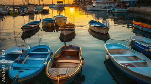 Wallpaper Mural Twilight at a busy marina with colorful boats and the last light of the day Torontodigital.ca