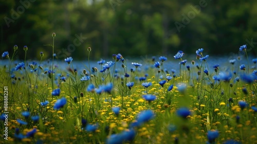 Field of blue spring flowers photo