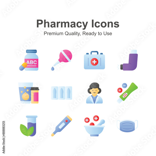 Pharmacy icons set, ready to use in websites and mobile apps