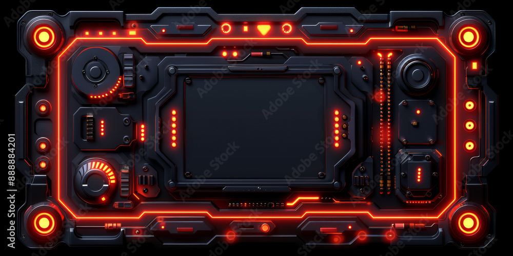 Obraz premium Front view on dark retro effect abstract technology background with place for your poster or advertising text, bright dots and part of circuit. 3D rendering, mock up