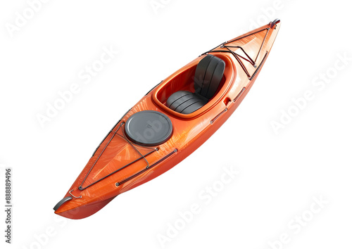 Orange Kayak for Water Sports and Adventures Isolated on a transparent background