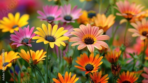 Beautiful African daisies in a botanical garden