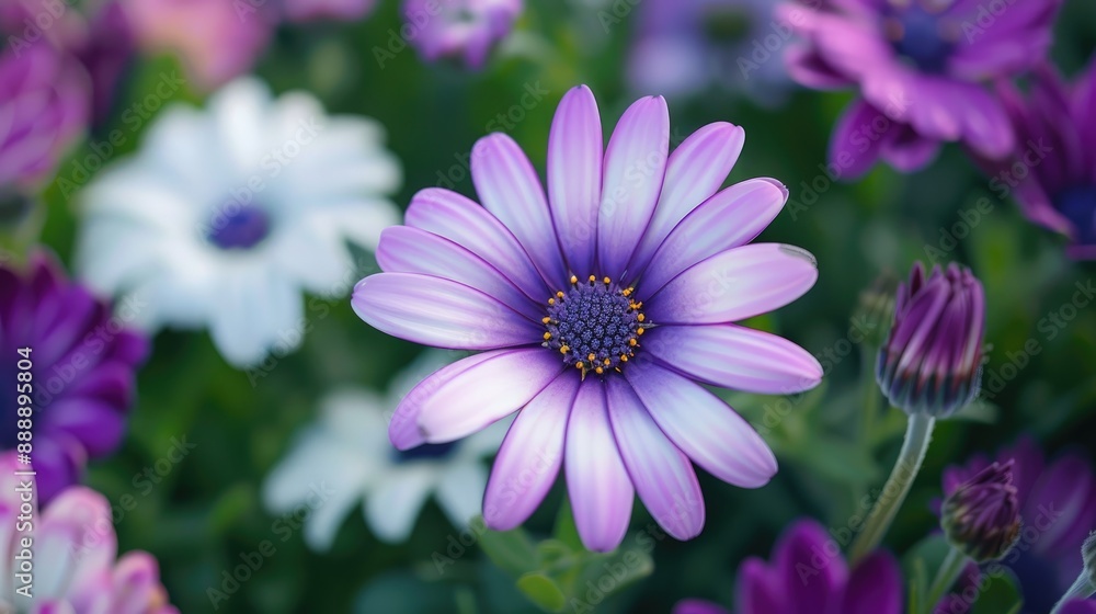 Beautiful purple and white Daisy flower in close up Beautiful purple and white Daisy flower in close up