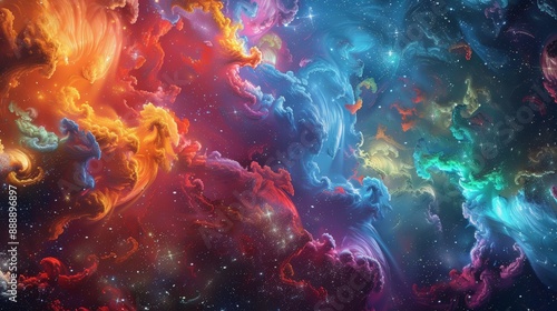 A nebula-like burst of color reacting to a teams synchronized thoughts, their emotions given tangible form
