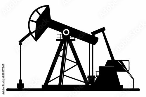 Oil pump jack Silhouette Vector art, Pump jack black Clip art, petrol pumpjack flat vector icon

