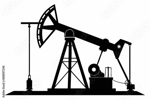 Oil pump jack Silhouette Vector art, Pump jack black Clip art, petrol pumpjack flat vector icon

