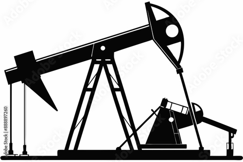 Oil pump jack Silhouette Vector art, Pump jack black Clip art, petrol pumpjack flat vector icon

