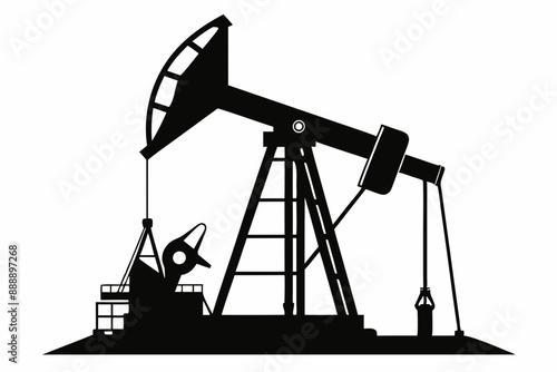Oil pump jack Silhouette Vector art, Pump jack black Clip art, petrol pumpjack flat vector icon

