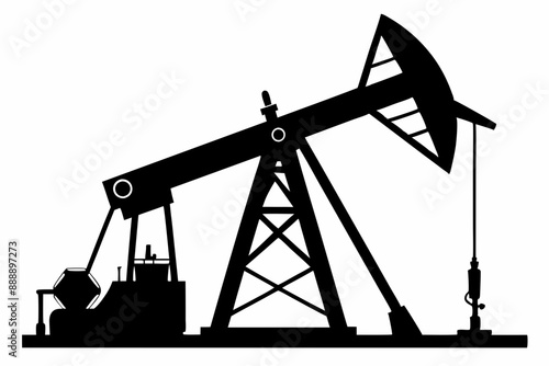 Oil pump jack Silhouette Vector art, Pump jack black Clip art, petrol pumpjack flat vector icon

