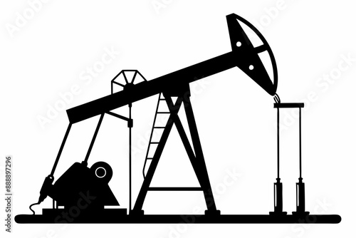 Oil pump jack Silhouette Vector art, Pump jack black Clip art, petrol pumpjack flat vector icon

