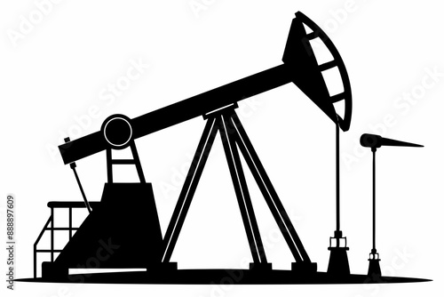Oil pump jack Silhouette Vector art, Pump jack black Clip art, petrol pumpjack flat vector icon


