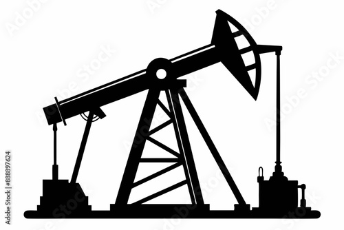 Oil pump jack Silhouette Vector art, Pump jack black Clip art, petrol pumpjack flat vector icon

