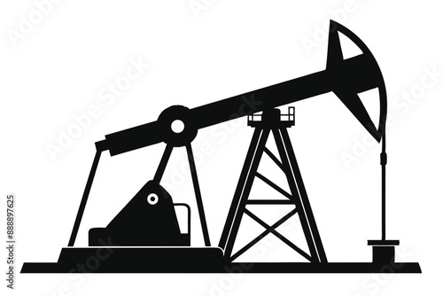 Oil pump jack Silhouette Vector art, Pump jack black Clip art, petrol pumpjack flat vector icon

