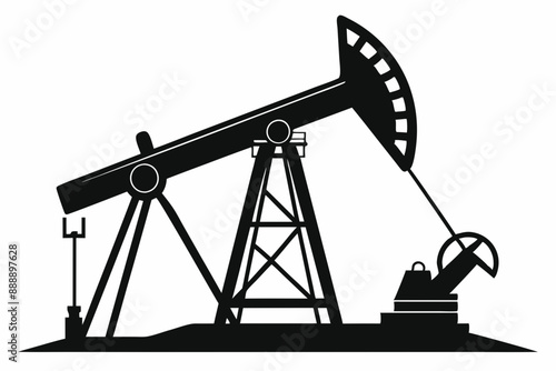 Oil pump jack Silhouette Vector art, Pump jack black Clip art, petrol pumpjack flat vector icon

