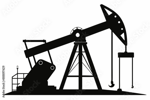 Oil pump jack Silhouette Vector art, Pump jack black Clip art, petrol pumpjack flat vector icon


