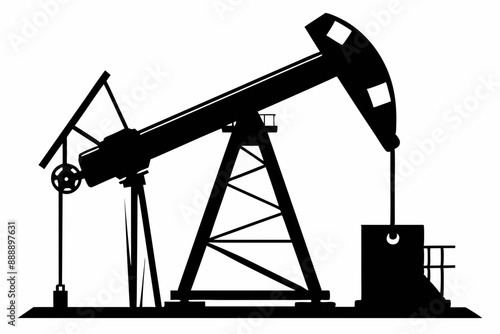 Oil pump jack Silhouette Vector art, Pump jack black Clip art, petrol pumpjack flat vector icon

