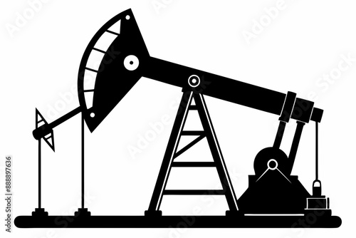 Oil pump jack Silhouette Vector art, Pump jack black Clip art, petrol pumpjack flat vector icon

