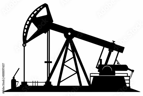 Oil pump jack Silhouette Vector art, Pump jack black Clip art, petrol pumpjack flat vector icon

