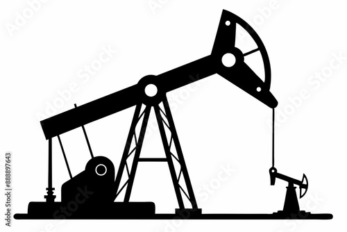 Oil pump jack Silhouette Vector art, Pump jack black Clip art, petrol pumpjack flat vector icon

