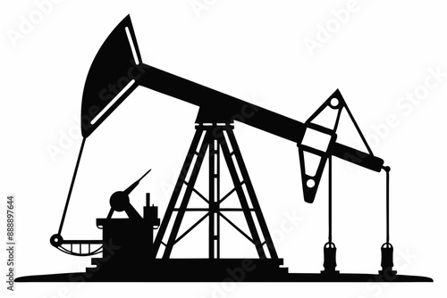 Oil pump jack Silhouette Vector art, Pump jack black Clip art, petrol pumpjack flat vector icon


