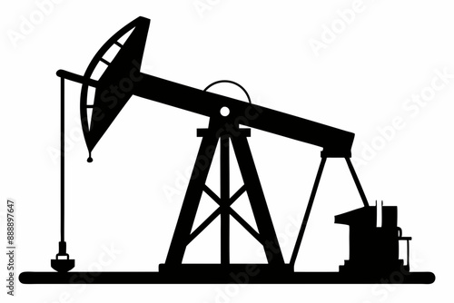 Oil pump jack Silhouette Vector art, Pump jack black Clip art, petrol pumpjack flat vector icon

