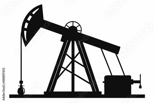 Oil pump jack Silhouette Vector art, Pump jack black Clip art, petrol pumpjack flat vector icon

