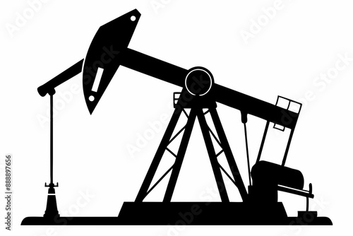 Oil pump jack Silhouette Vector art, Pump jack black Clip art, petrol pumpjack flat vector icon


