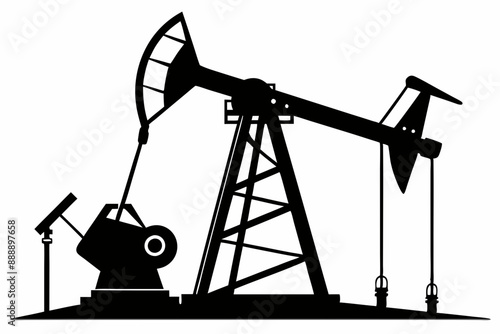 Oil pump jack Silhouette Vector art, Pump jack black Clip art, petrol pumpjack flat vector icon

