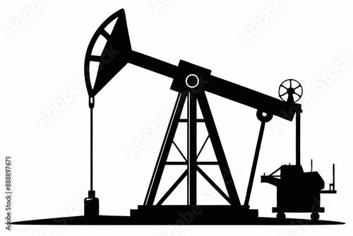 Oil pump jack Silhouette Vector art, Pump jack black Clip art, petrol pumpjack flat vector icon

