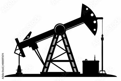 Oil pump jack Silhouette Vector art, Pump jack black Clip art, petrol pumpjack flat vector icon

