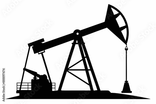 Oil pump jack Silhouette Vector art, Pump jack black Clip art, petrol pumpjack flat vector icon

