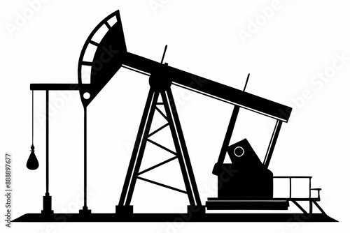 Oil pump jack Silhouette Vector art, Pump jack black Clip art, petrol pumpjack flat vector icon


