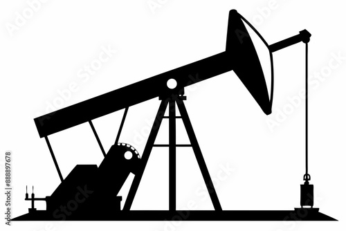 Oil pump jack Silhouette Vector art, Pump jack black Clip art, petrol pumpjack flat vector icon

