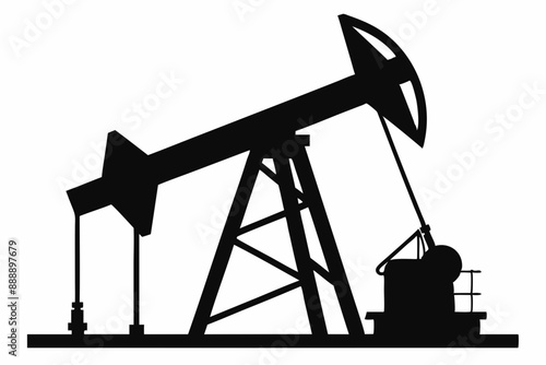 Oil pump jack Silhouette Vector art, Pump jack black Clip art, petrol pumpjack flat vector icon

