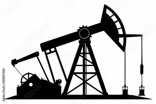 Oil pump jack Silhouette Vector art, Pump jack black Clip art, petrol pumpjack flat vector icon

