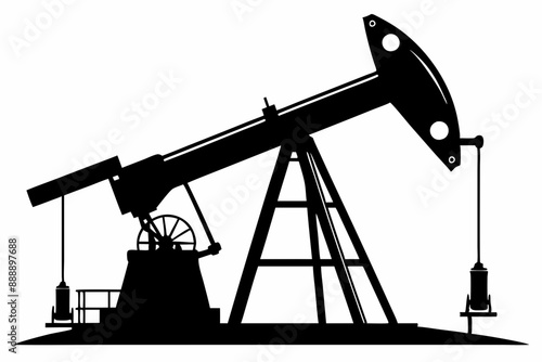 Oil pump jack Silhouette Vector art, Pump jack black Clip art, petrol pumpjack flat vector icon

