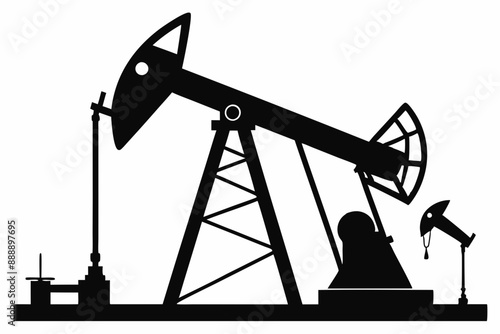 Oil pump jack Silhouette Vector art, Pump jack black Clip art, petrol pumpjack flat vector icon

