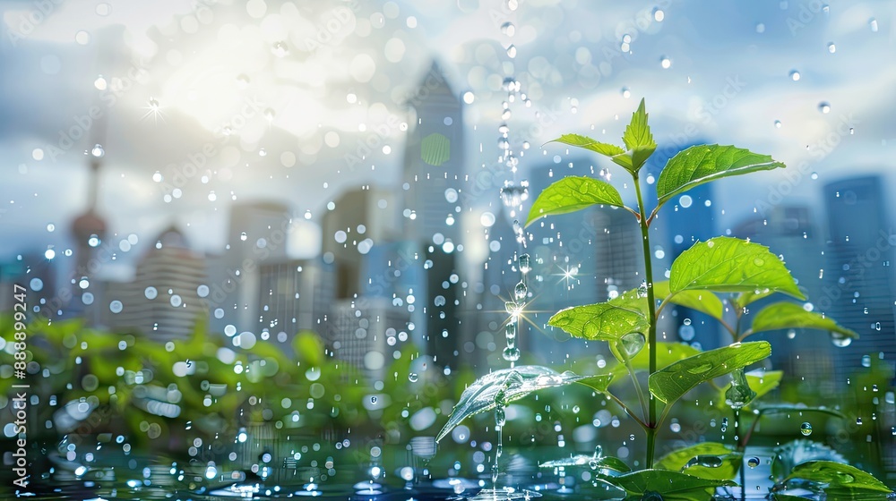 Fototapeta premium Water conservation, environmental preservation, and global sustainability.