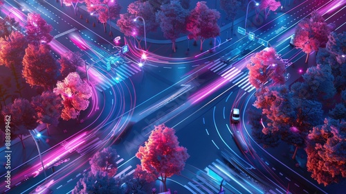 AI-managed traffic intersections in the future. photo