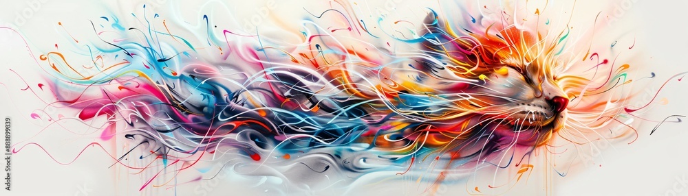 A surreal, abstract painting of an animal morphing into a mythical creature, filled with dynamic colors A surreal, abstract painting of an animal morphing into a mythical creature, filled with dynamic colors