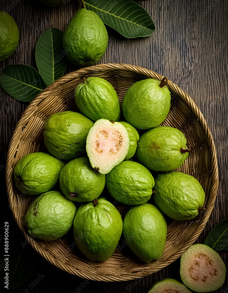 Photo a pile of close-up guava fruit fresh, organic. Photo a pile of close-up guava fruit fresh, organic.