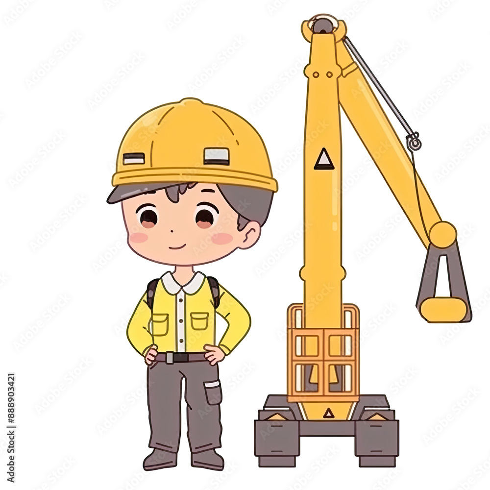 An illustration of a boy crane operator