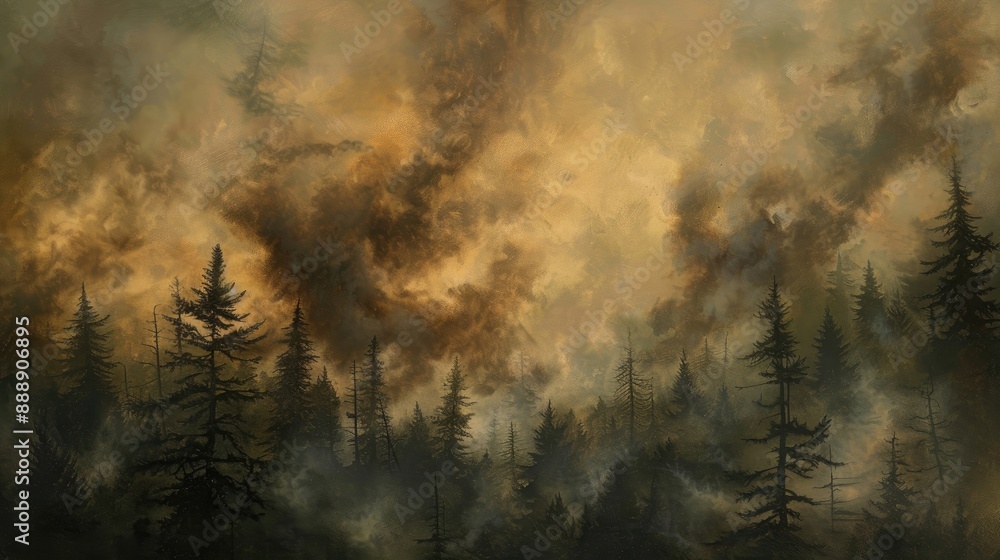 Naklejka premium Forest fire smoke