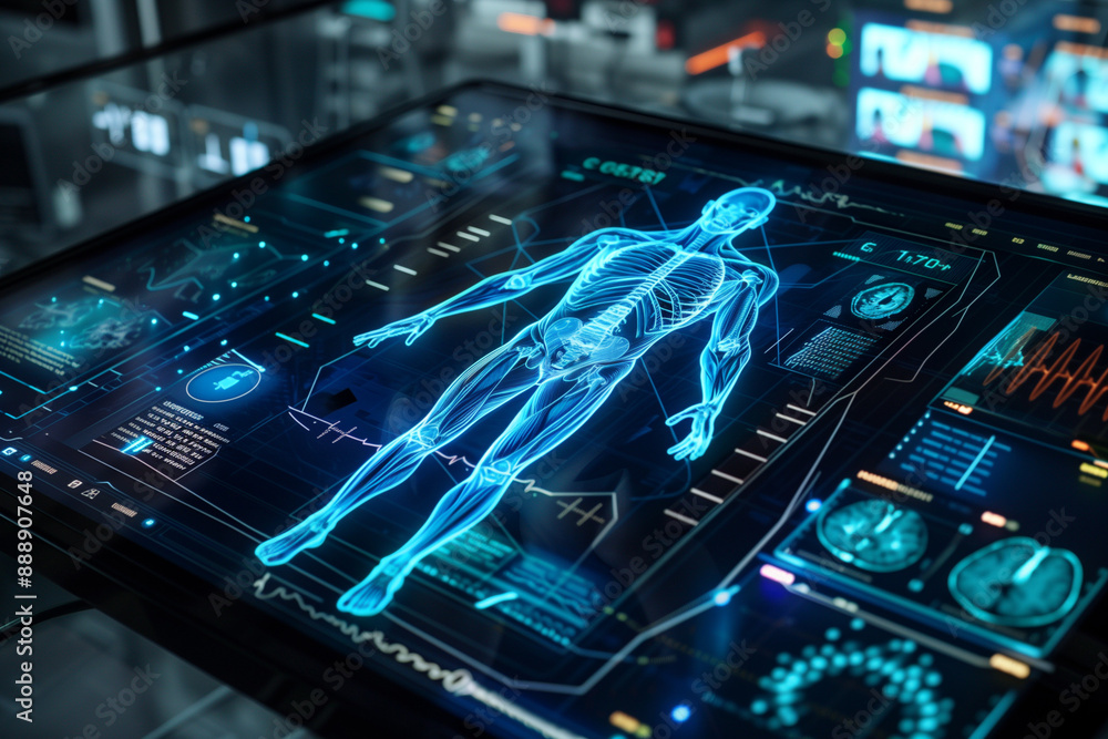 3d rendered illustration of a human body and brain for doctors in medicine. digitalization in hospitals and technology in treating diseases 3d rendered illustration of a human body and brain for doctors in medicine. digitalization in hospitals and technology in treating diseases