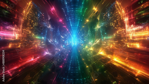 Rainbow abstract cyberspace art, spiritual, inspiration, artificial intelligence, neural networks, data, internet, binary, cloud computing, prompts, universe, yoga, etc. © Cyber & Spiritual