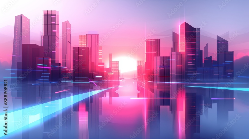 Digital illustration of a futuristic city, with sleek skyscrapers, flying vehicles, and neon lights, rendered in a high-tech, sci-fi style Digital illustration of a futuristic city, with sleek skyscrapers, flying vehicles, and neon lights, rendered in a high-tech, sci-fi style