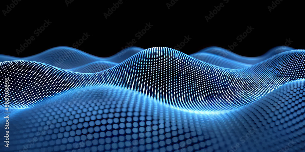 Creative digital blue wave interface on blurry wallpaper. Technology and concept. 3D Rendering. Creative digital blue wave interface on blurry wallpaper. Technology and concept. 3D Rendering.