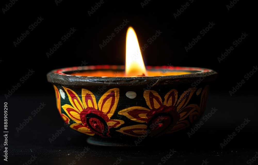 Vibrant Diwali background with an illuminated diya lamp Vibrant Diwali background with an illuminated diya lamp