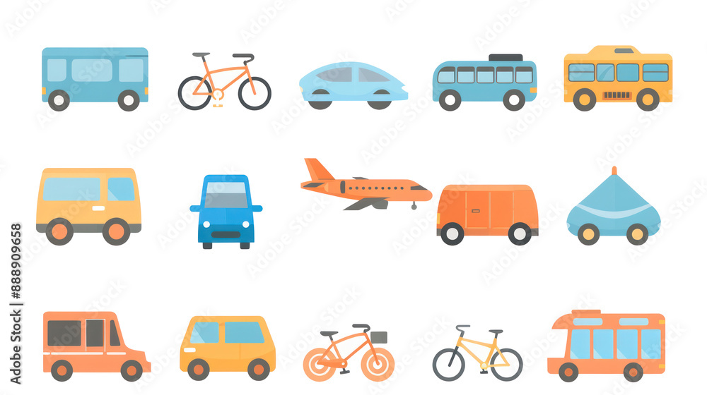 A minimalist vector icon set of transportation transparant background A minimalist vector icon set of transportation transparant background